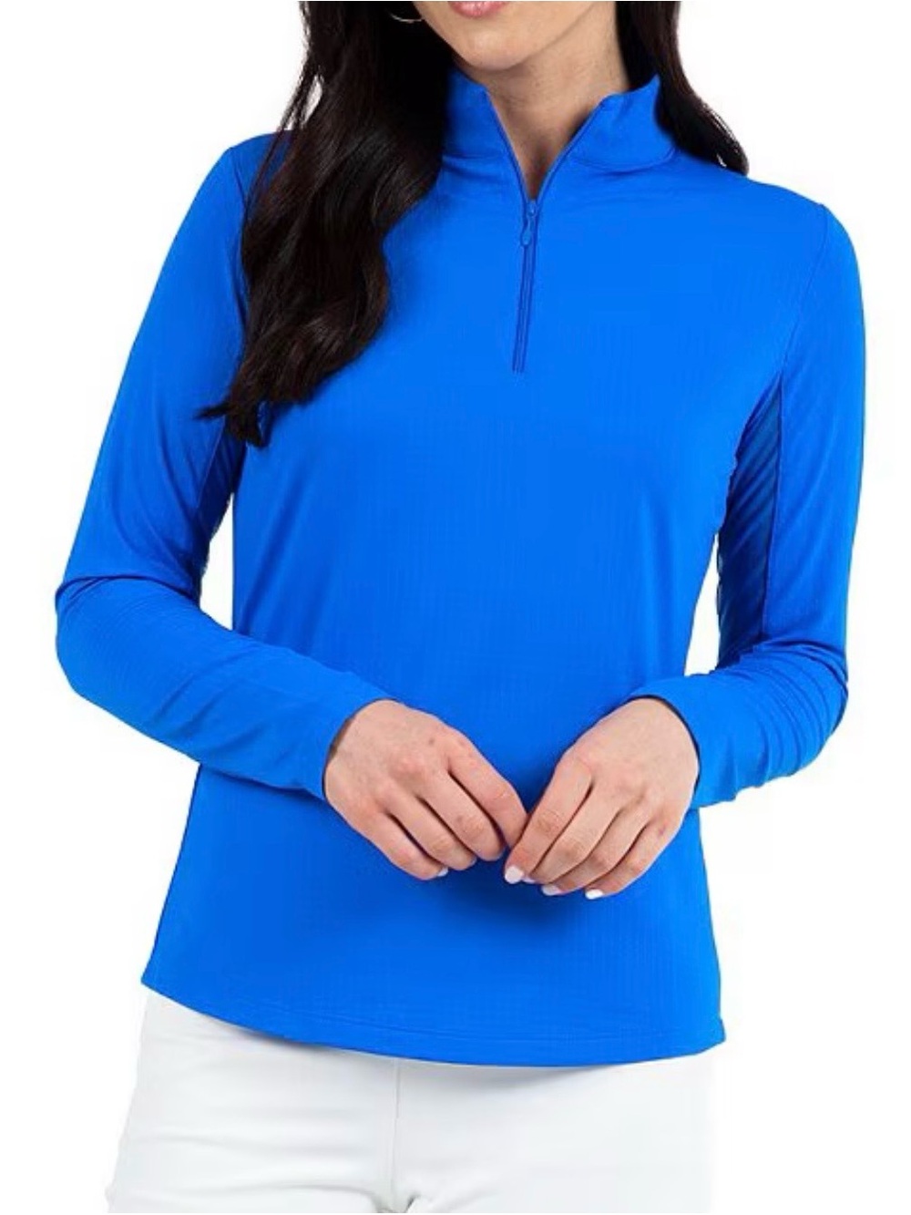 IBKUL Women's Royal Blue Long Sleeve Half-Zip Top